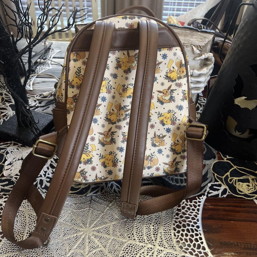 Loungefly Pokemon Pikachu and Eevee Love Floral Mini Backpack - Picture 2 of 12